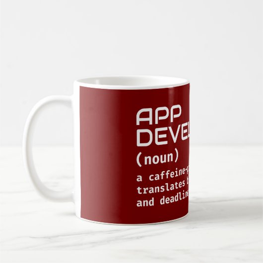 Mug café App Developer - Humour de définition (Gauche)