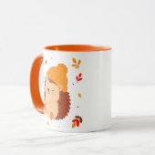 Mug Café aquarelle Hérisson Joie Automne Mignon (Devant gauche)