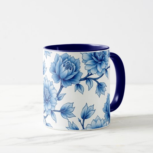 Mug Café aux fleurs d'aquarelle (Devant droit)