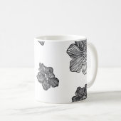 Mug café aux fleurs noires et blanches  (Devant droit)