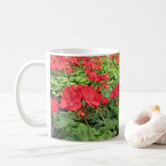 Mug café aux fleurs rouges (Avec donut)