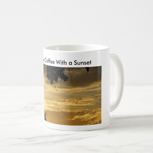 Mug Café Avec Coucher De Soleil (Devant droit)