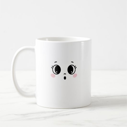 Mug Café avec Visage d'Anime Surpris Mignon (Gauche)