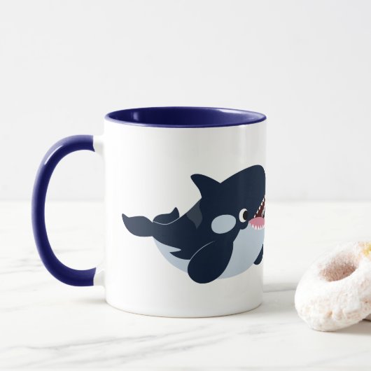 Mug Café Bébé Orque Dessin Animé Mignon (Avec donut)