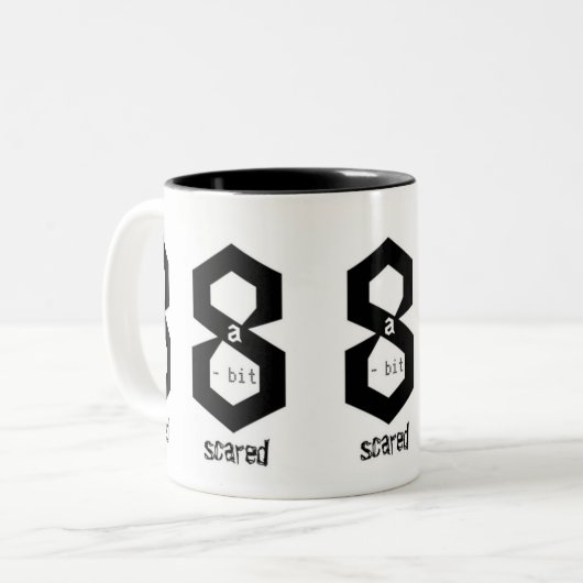 Mug Café Bicolore 8 Bits Légèrement Effrayé (Devant gauche)