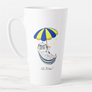 Mug Café Bicolore avec Joli Chat dans un Hamac