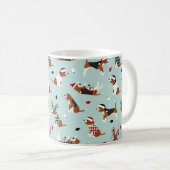 Mug café bleu Beagle de Noël (Devant droit)