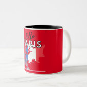 Mug Café Bonjour Paris Bicolore (Devant droit)