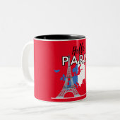 Mug Café Bonjour Paris Bicolore (Devant gauche)