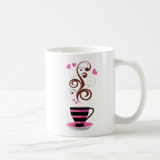 Mug Café, Café Arabica, Café Noir, Coeurs (Droite)