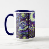 Mug café chat étoilé de style vitrail (Gauche)