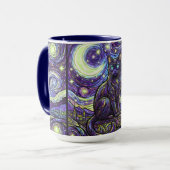 Mug café chat étoilé de style vitrail (Devant gauche)