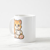 Mug Café Chat Mignon – Chat Orange Cosy Buvant du Café (Devant gauche)