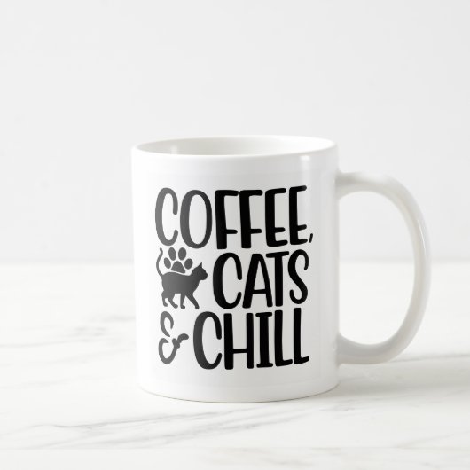 Mug Café, Chats & Chill - Noir (Droite)