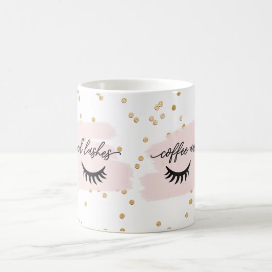 Mug Café Chic Blush et Lashes Or avec nom (Centre)