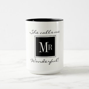 MUG CAFÉ CHIC MUG_ " M. WONDERFUL" BLACK/WHITE