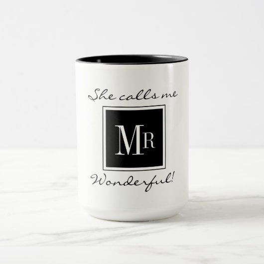 MUG CAFÉ CHIC MUG_ " M. WONDERFUL" BLACK/WHITE (Centre)