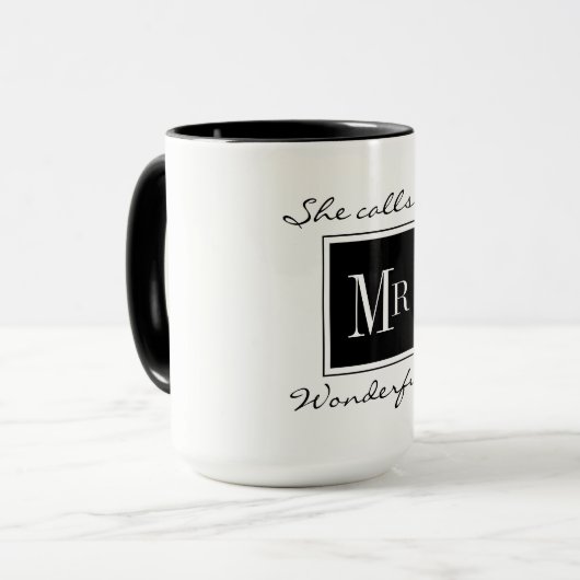 MUG CAFÉ CHIC MUG_ " M. WONDERFUL" BLACK/WHITE (Devant gauche)