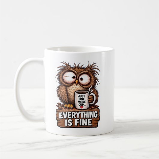 Mug Café Chouette Fatiguée Drôle (Gauche)