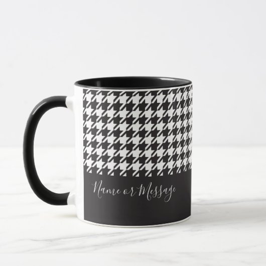 Mug Café classique moderne noir et blanc Houndstooth (Gauche)