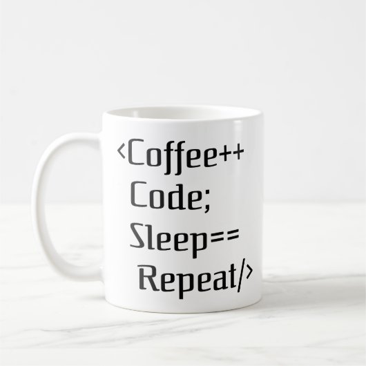 Mug Café++ Code ; Veille==Répéter | Funny Programmer Q (Gauche)