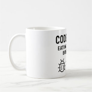 Mug café coder personnalisé - Manger des bugs pour