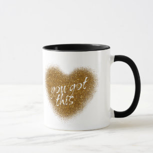Mug Café Cœur Glamour Paillettes Dorées TU Y ARRIV