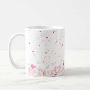 Mug café coeur rose Fleur