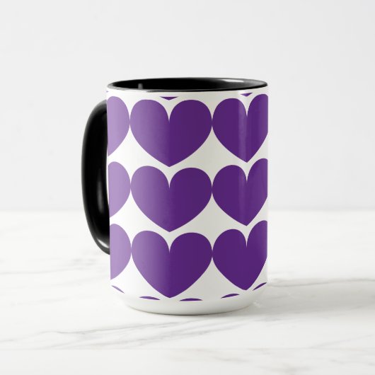 Mug café coeur violet (Devant gauche)