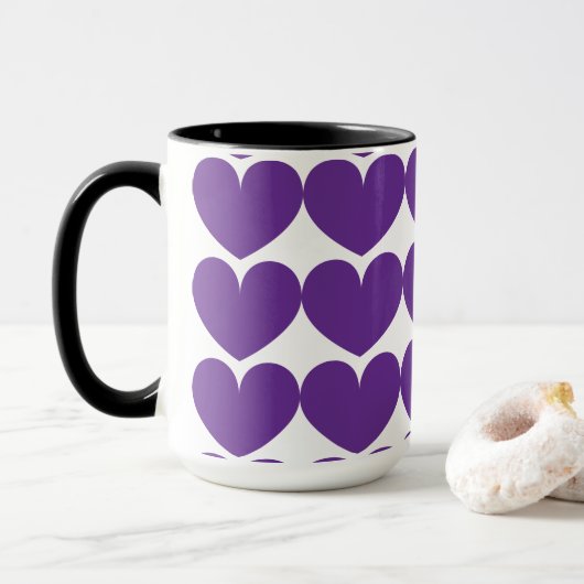 Mug café coeur violet (Avec donut)