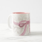 Mug Café Coquette Ruban Rose Élégant (Devant gauche)