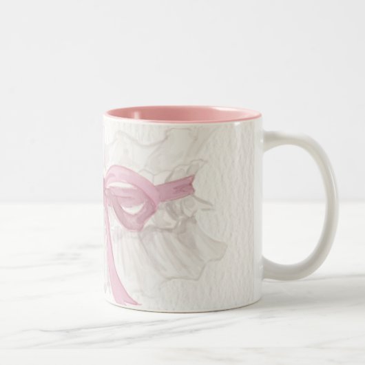 Mug Café Coquette Ruban Rose Élégant (Droit)
