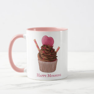 Mug café Cupcake rose personnalisé