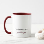 Mug Café D'Abord Puis Sentiments Drôle<br><div class="desc">Cette tasse pleine d'esprit est parfaite pour les thérapeutes, les psychologues ou toute personne qui sait qu'une bonne analyse commence par une bonne tasse de café. Avec le texte ludique "Café : Parce qu’il est difficile de psychanalyser le thé", c’est une façon amusante de montrer votre amour pour la caféine...</div>