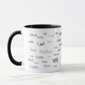 Mug Café dans différentes langues (pourpres) (Gauche)
