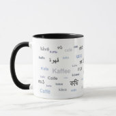 Mug Café dans différentes langues (pourpres/gris) (Gauche)