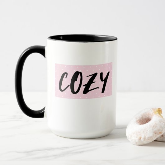 Mug Café d'automne rose et noir (Avec donut)