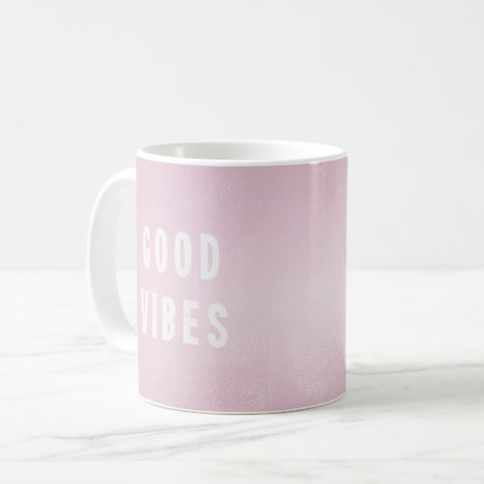 Mug Café de bureau moderne Pretty Rose Good Vibes (Devant gauche)
