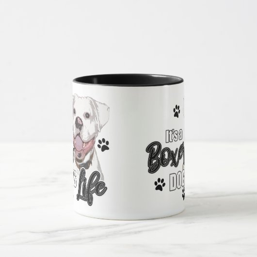 Mug Café de chien de boxe blanche (Centre)