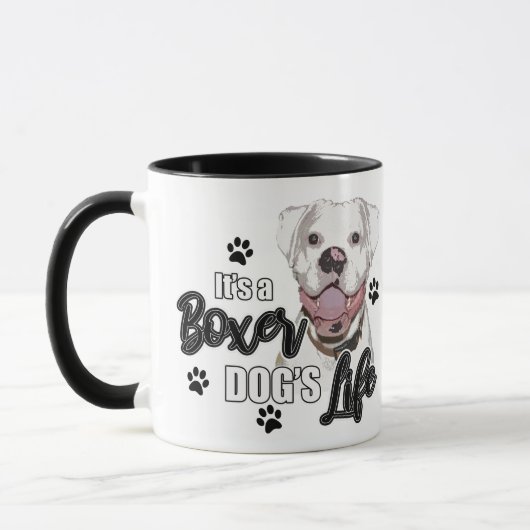 Mug Café de chien de boxe blanche (Gauche)