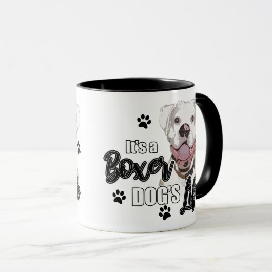 Mug Café de chien de boxe blanche (Devant droit)
