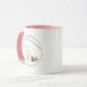 Mug café de la première communion, blanc et rose (Devant gauche)