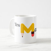 Mug café de l'enseignant, Nom personnalisé, (Devant gauche)