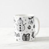 Mug café de Noël blanc et noir (Devant droit)