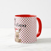 Mug Café de Noël Reindeer Polka Dot Polkadot P (Devant droit)