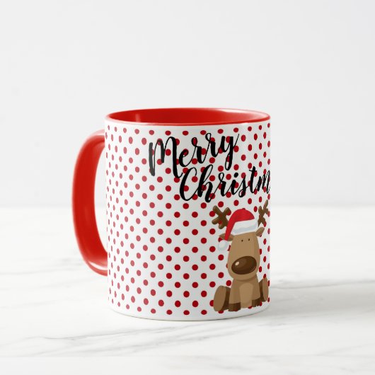 Mug Café de Noël Reindeer Polka Dot Polkadot P (Devant gauche)