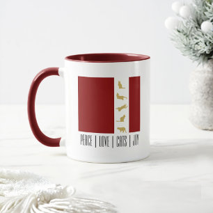Mug Café de Noël Rouge Blanc Or Amoureux des Chats Mod