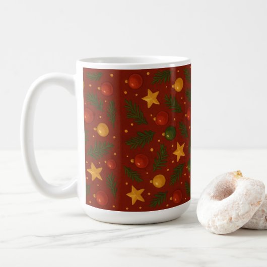 Mug café de Noël rouge - Cadeau de vacances classi (Avec donut)