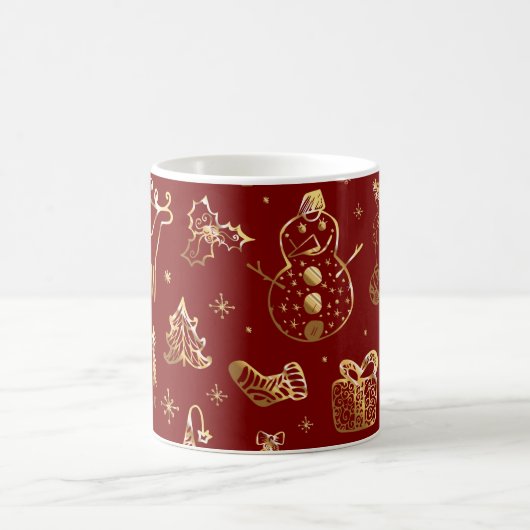Mug café de Noël rouge et or (Centre)