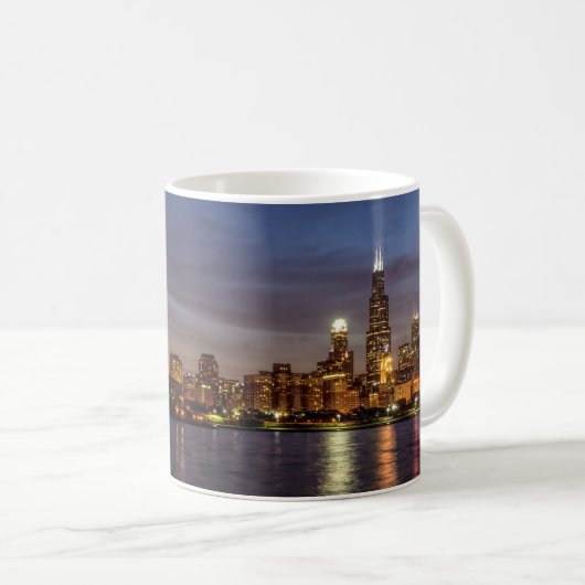Mug café de nuit de Chicago Cityscape (Devant droit)